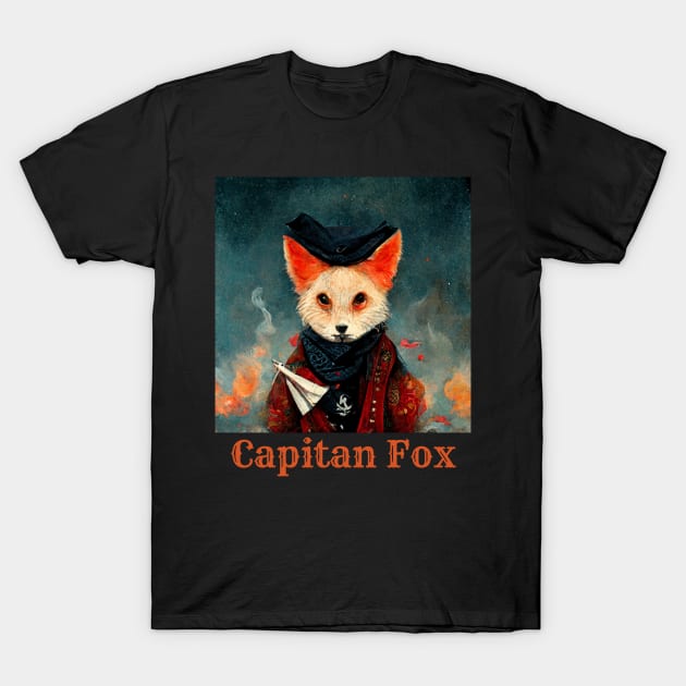 Pirate Capitan Fox T-Shirt by DarkAgeArt